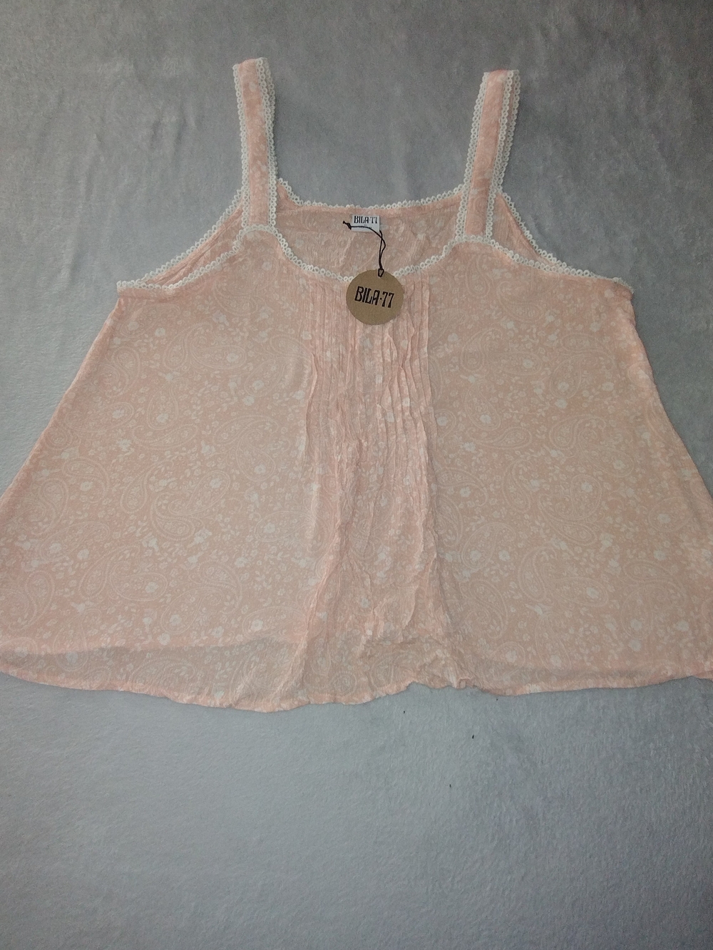 Bila77 Women's Pink Lacey-Trim Sleeveless Babydoll Floral Lace
